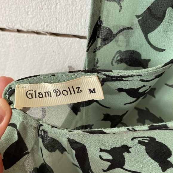 Glam Dollz Sheer Cat Sleeveless Top. Size M - Picture 4 of 4